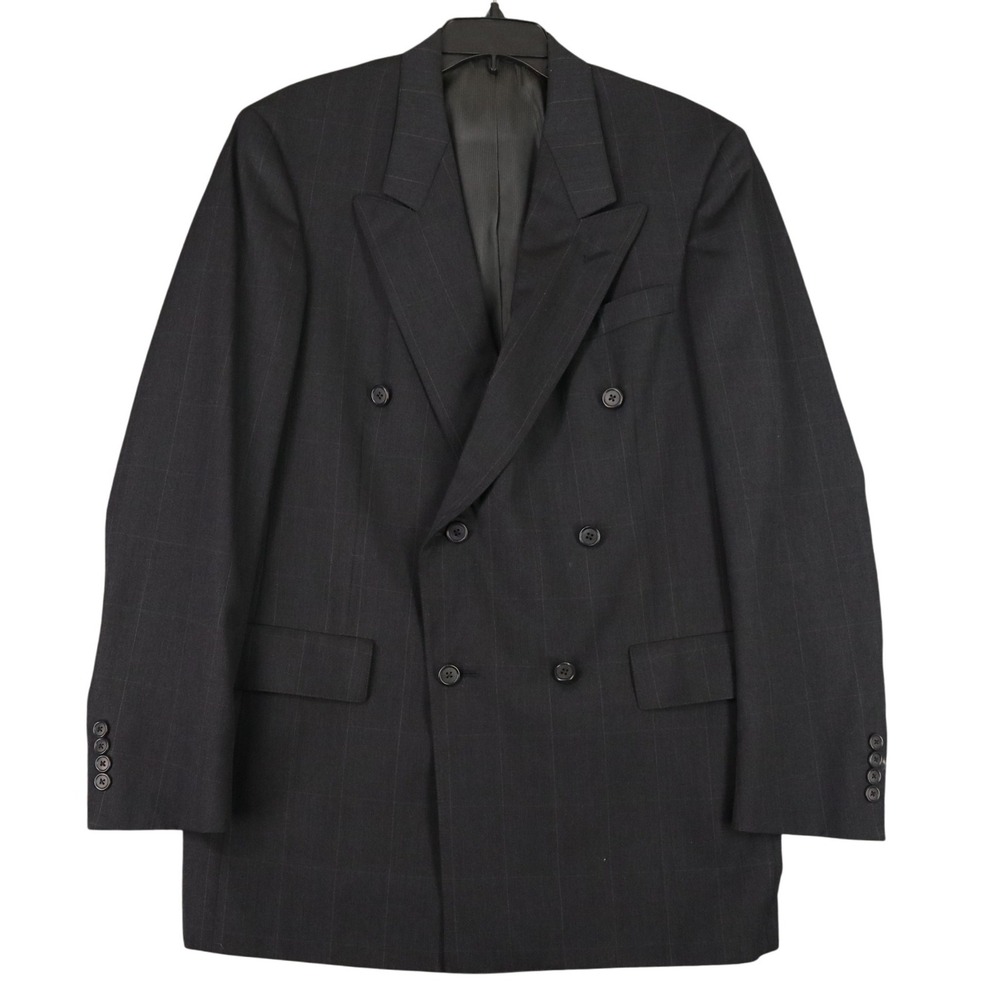 Vintage Austin Reed Regent Street Mens 35 Double Breasted Pinstripe Wool Blazer
